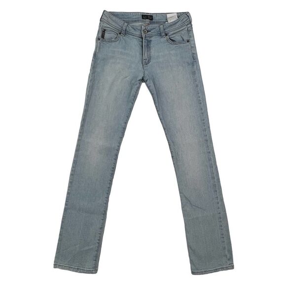 Pre-loved AJ Armani Jeans Women Washed Denim Jeans Straight Leg Pants US 26 - Picture 2 of 13